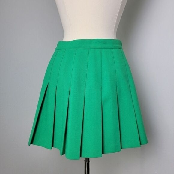 Vintage 80s/90s Green High Waist Pleated Mini Tennis Skirt Size 14 - Picture 4 of 10